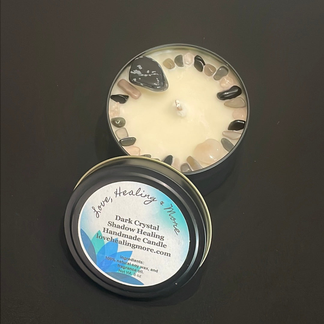 Shadow Healing – Reiki-Infused Dark Crystal Candle for Inner Work & Transformation
