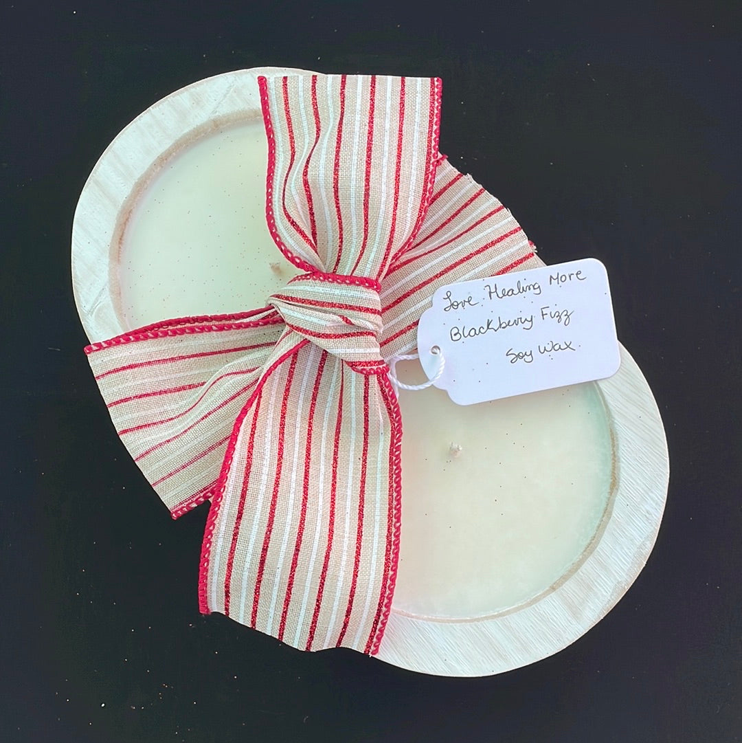 Handmade Wooden Oval Bowl Candle with BlackBerry Fizz Fragrance