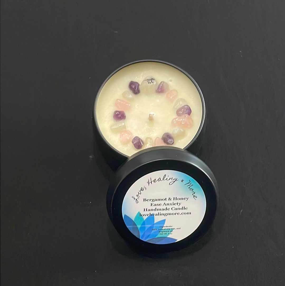 Bergamot & Honey - Reiki-Infused Ease Anxiety Candle for Stress Relief & Calm