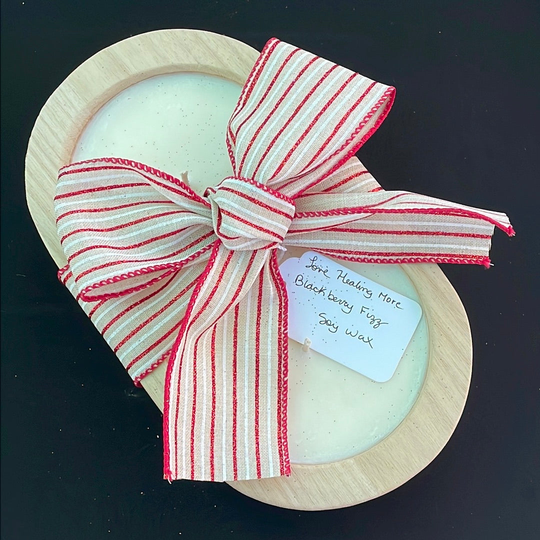Handmade Wooden Oval Bowl Candle with BlackBerry Fizz Fragrance