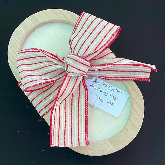 Handmade Wooden Oval Bowl Candle with BlackBerry Fizz Fragrance