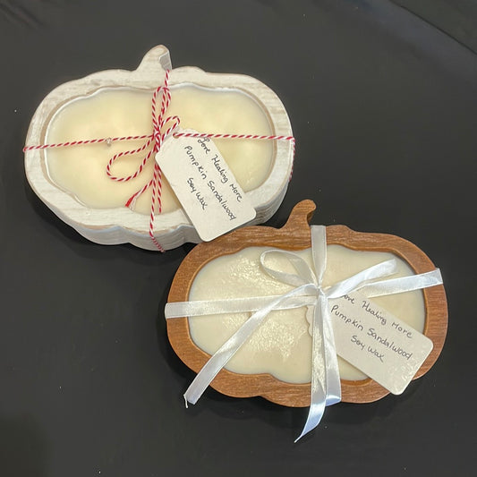 Handmade Wooden Pumpkin Bowl Candle with Pumpkin Sandalwood Fragrance