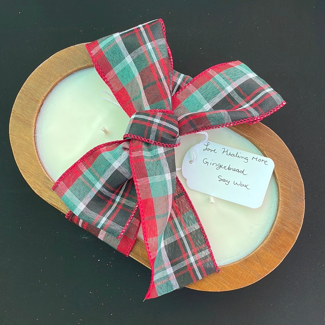 Handmade Wooden Oval Bowl Candle with GingerBread Fragrance