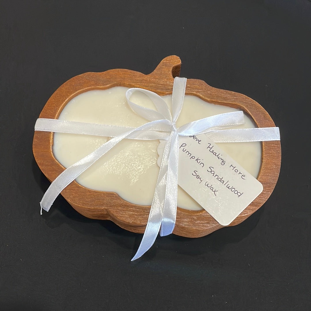 Handmade Wooden Pumpkin Bowl Candle with Pumpkin Sandalwood Fragrance