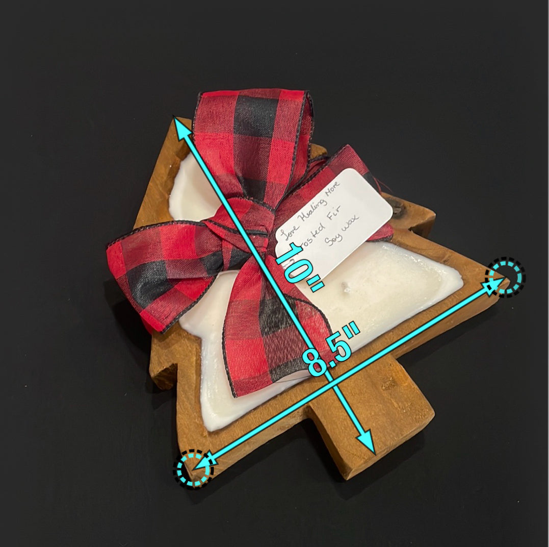 Handmade Wooden Small Tree Candle with Frosted Fir Fragrance