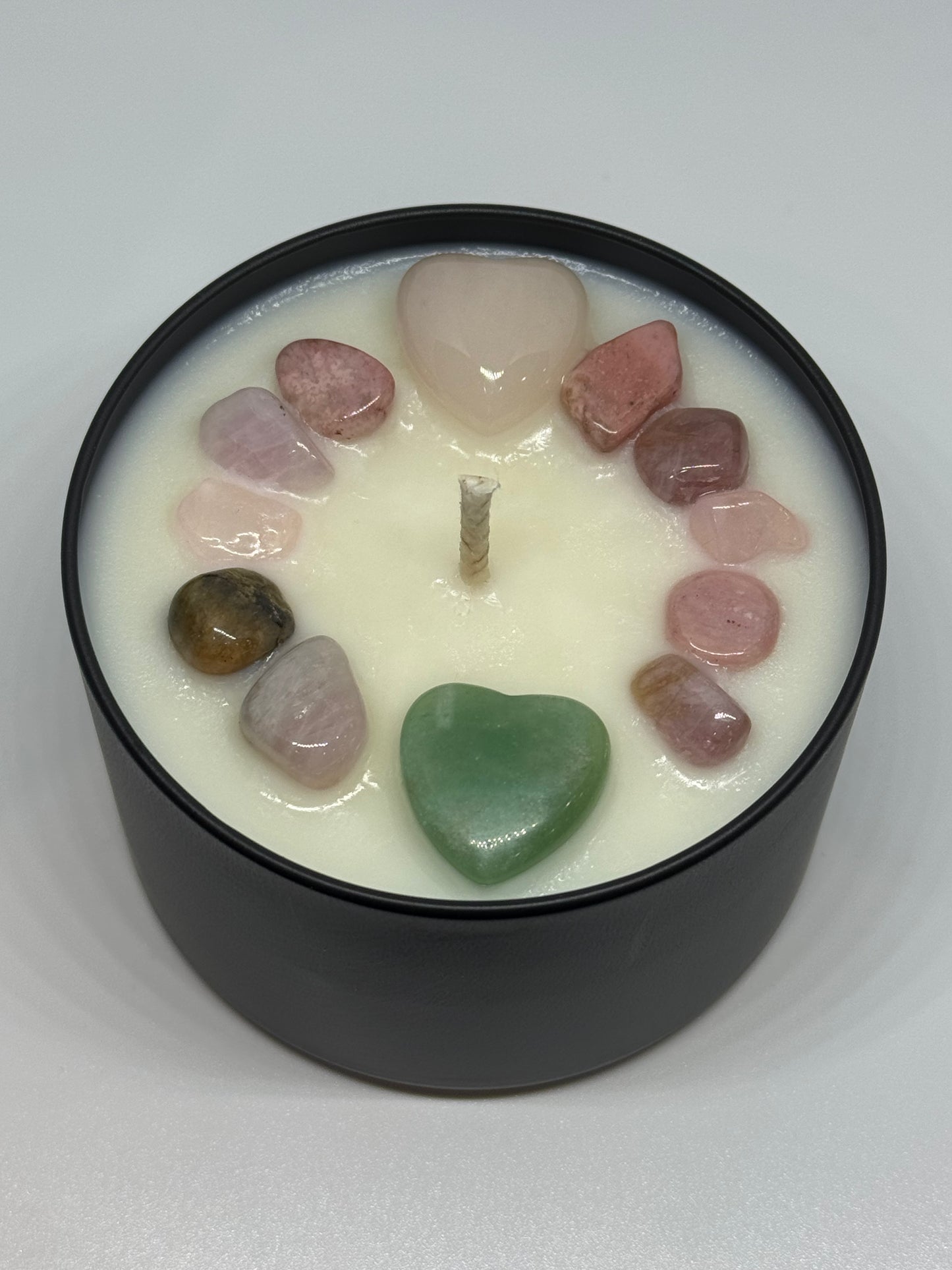 Love Letter – Self-Love Reiki Candle with Rose Quartz, Green Aventurine & Heart-Healing Intention