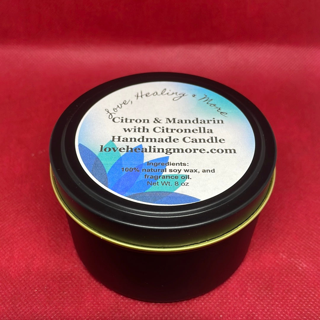 Handmade Citron and Mandarin fragrance candle with Citronella