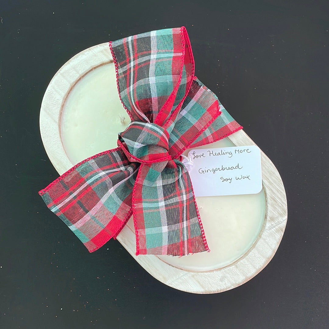 Handmade Wooden Oval Bowl Candle with GingerBread Fragrance