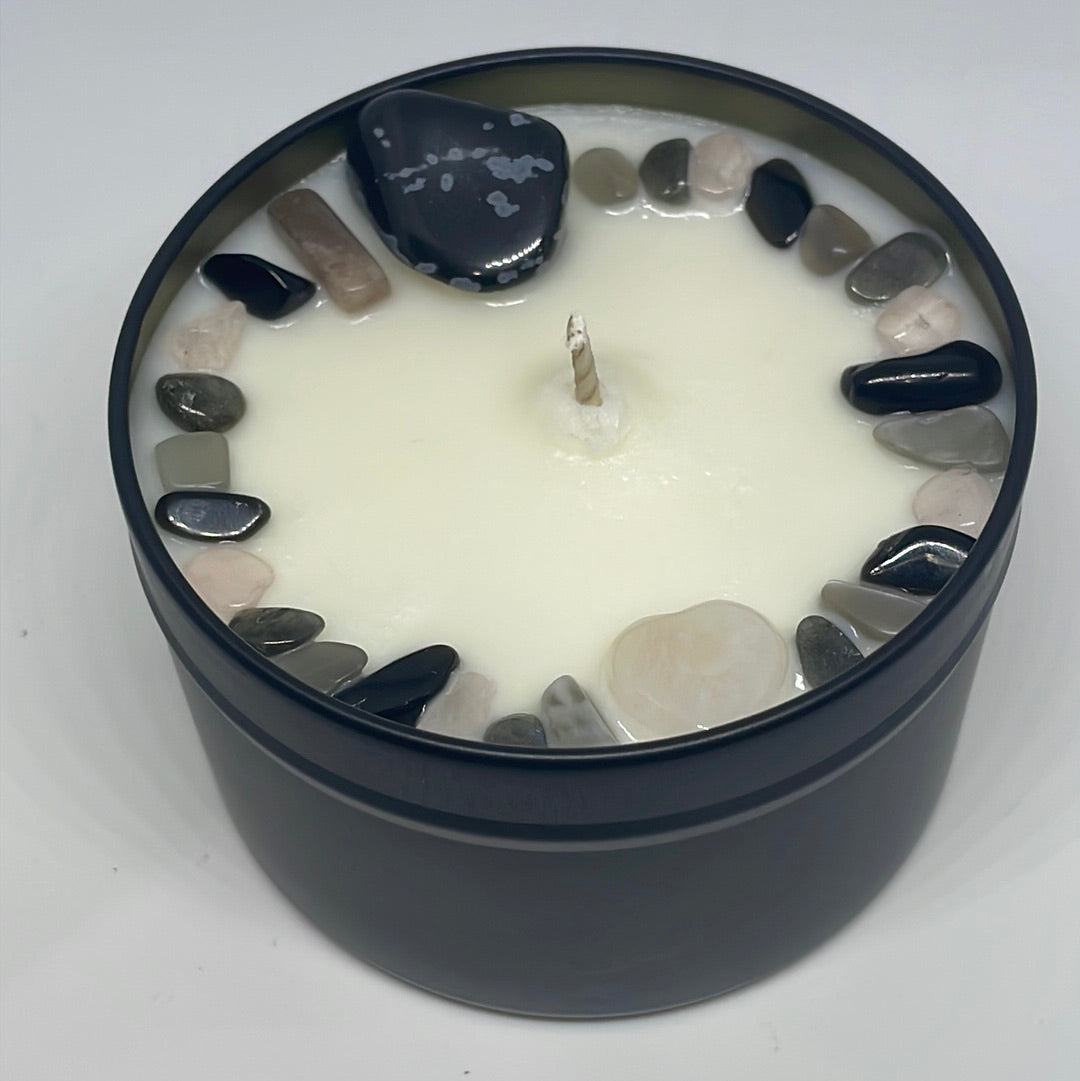 Handmade Reiki Infused Dark Crystal Fragrance Candle