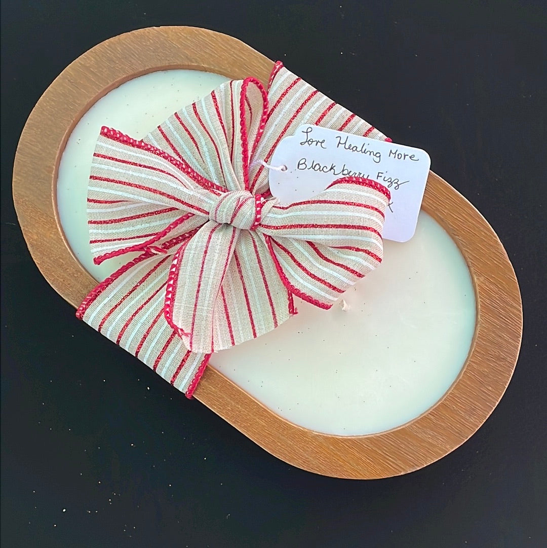 Handmade Wooden Oval Bowl Candle with BlackBerry Fizz Fragrance
