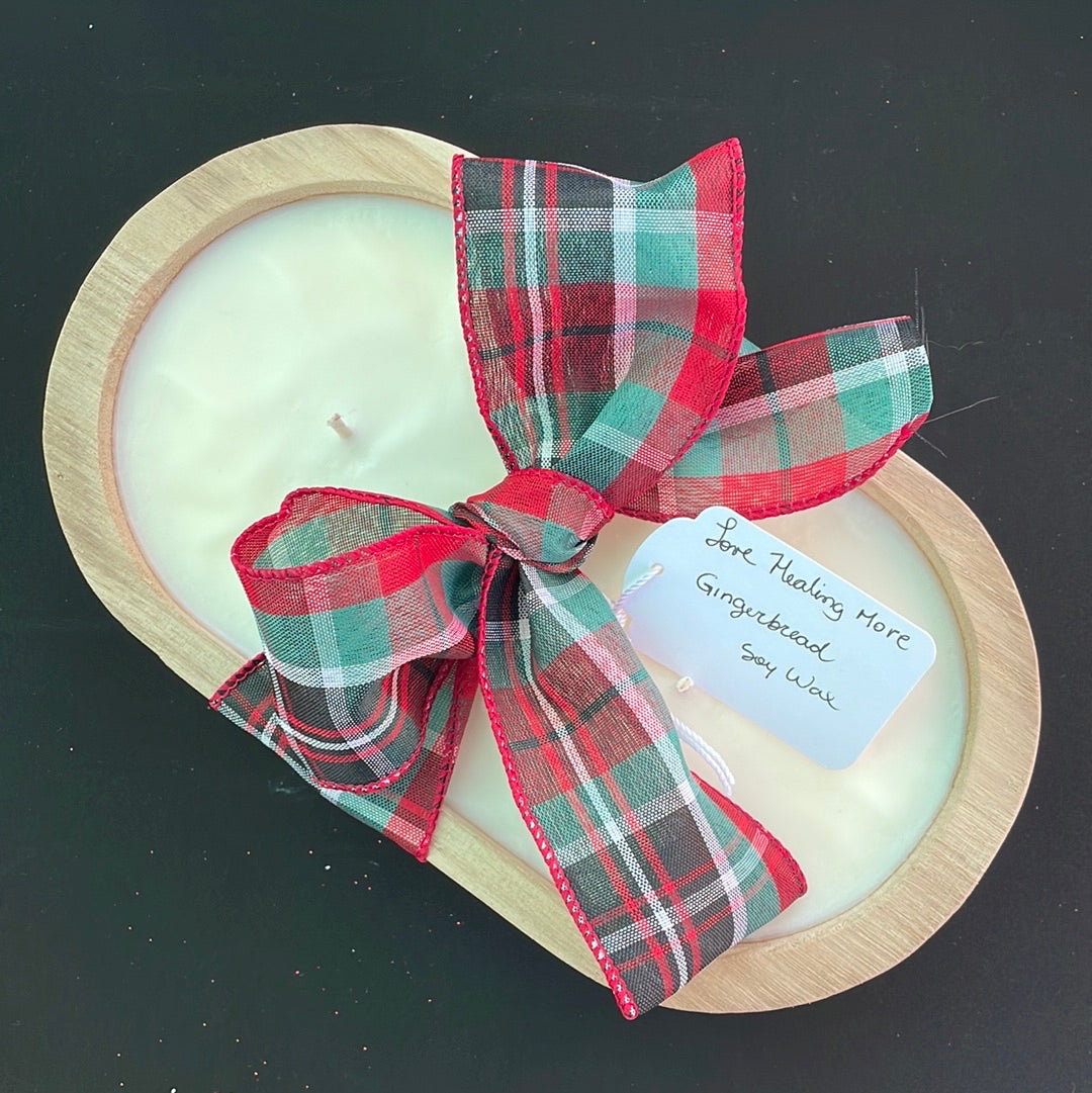 Handmade Wooden Oval Bowl Candle with GingerBread Fragrance
