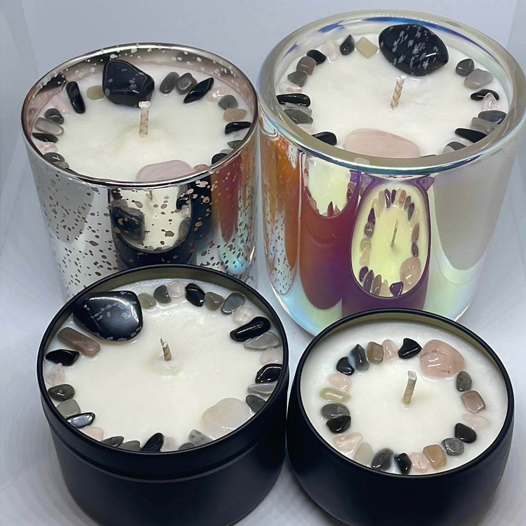 Handmade Reiki Infused Dark Crystal Fragrance Candle