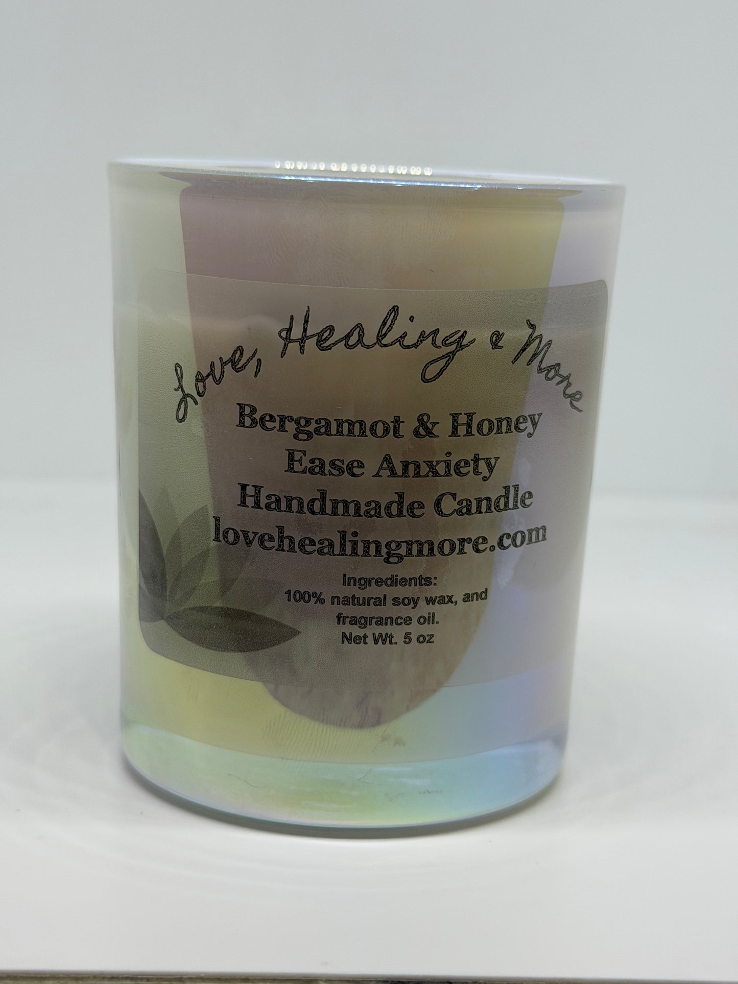 Bergamot & Honey - Reiki-Infused Ease Anxiety Candle for Stress Relief & Calm