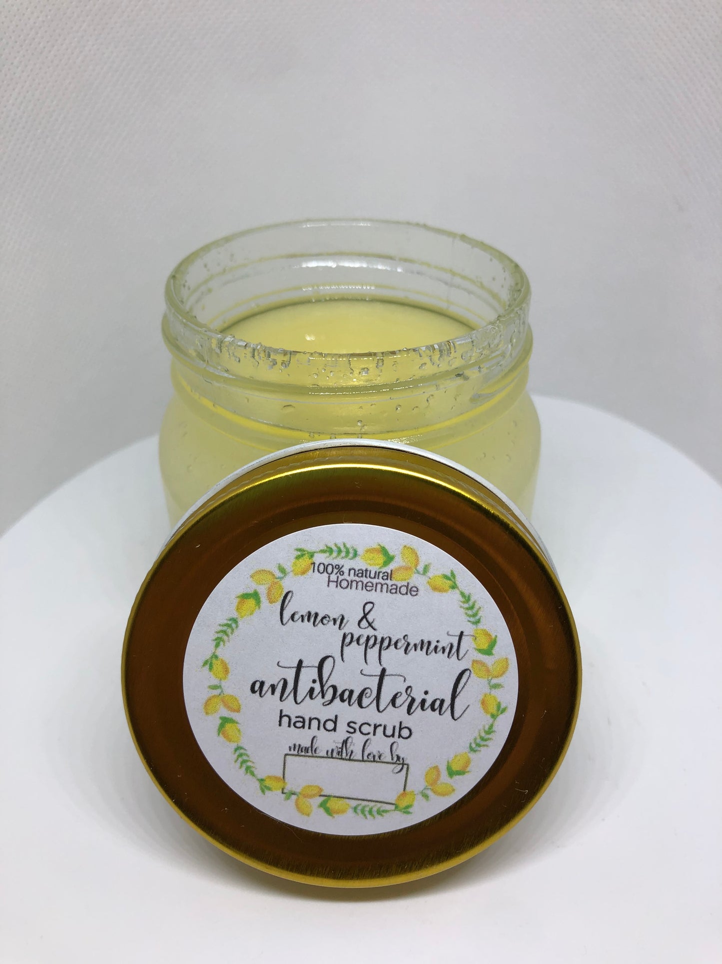 Handmade 8 oz. Lemon & Peppermint Antibacterial Hand Scrub – Love