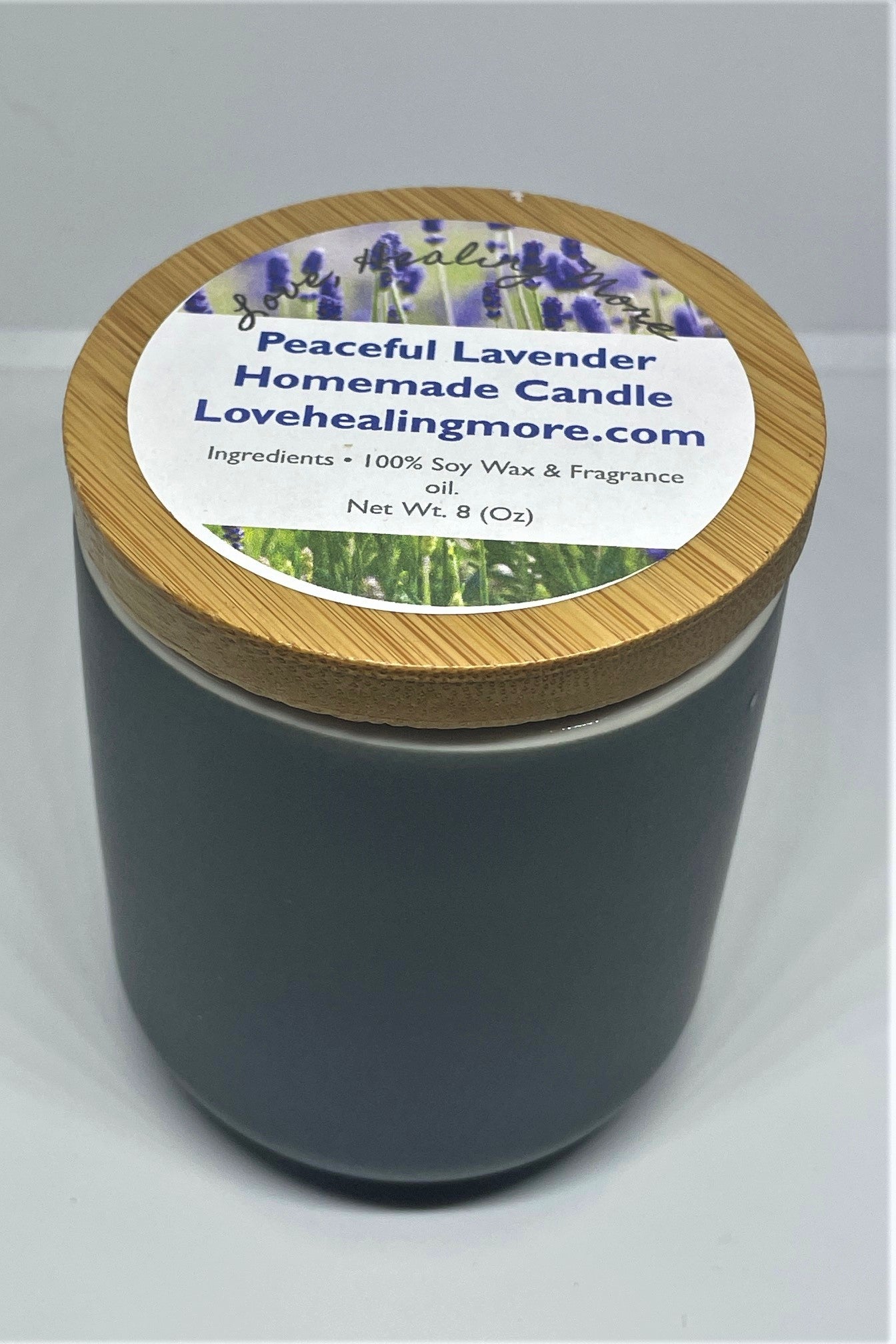 Handmade Peaceful Lavender Fragrance Candle in Ceramic Jar