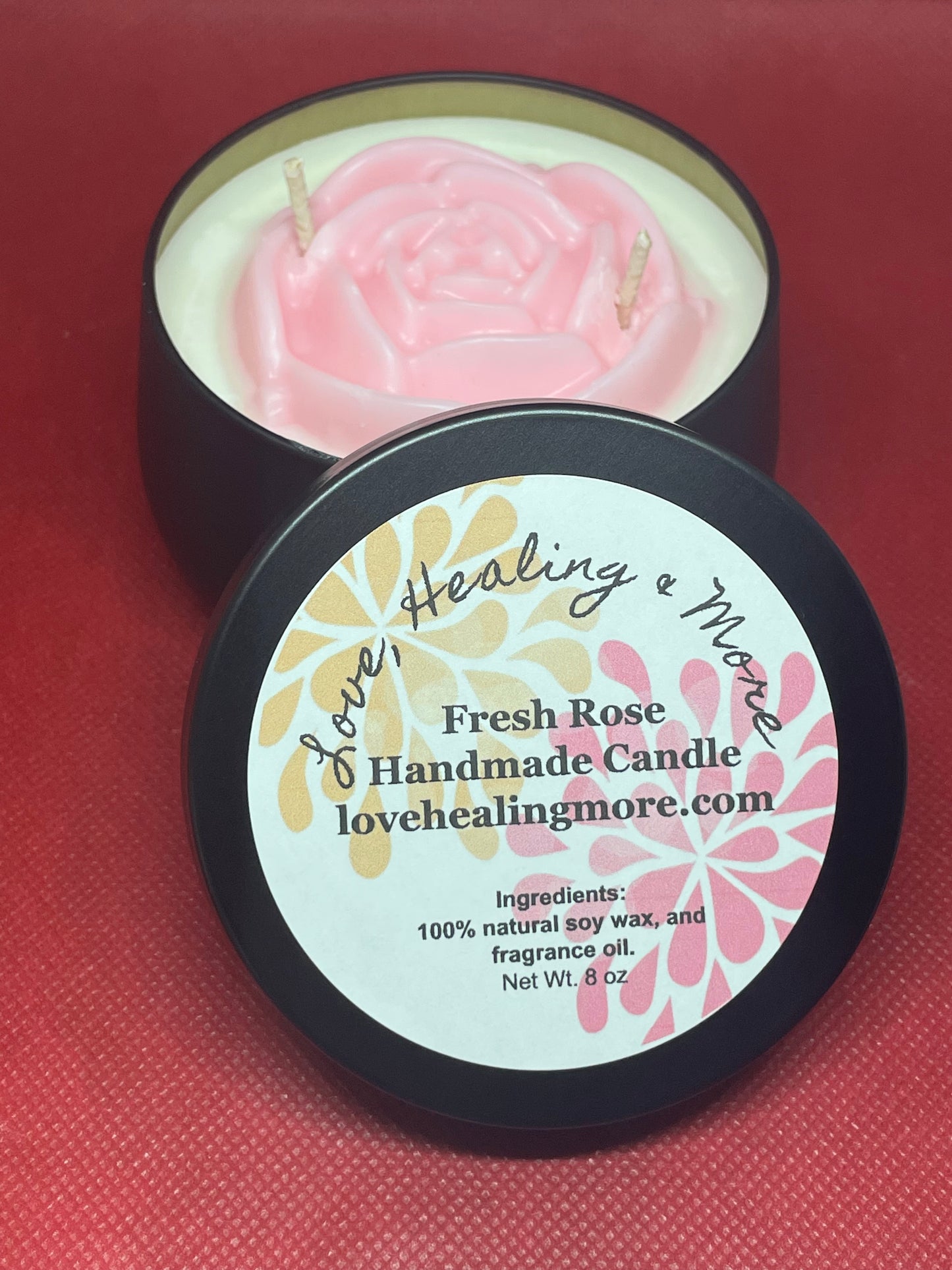 Handmade 8 oz. Rose Fragrance Candle